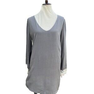 Swell Womens Gray Rosarito Bell Sleeve Crochet Detail Dress Size M L